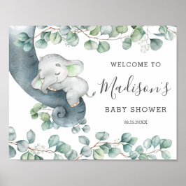 Geslacht Neutrale Cute Elephant Baby shower Welkom Poster
