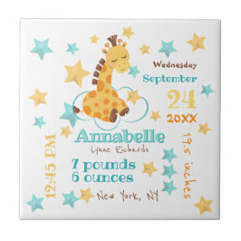 Geslacht Neutrale Cute Giraffe Stars Baby Birth St Tegeltje