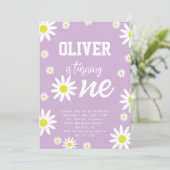 Geslacht Neutrale Daisy 1e verjaardag Boho White Kaart (Staand voorkant)