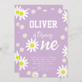 Geslacht Neutrale Daisy 1e verjaardag Boho White Kaart (Voorkant / Achterkant)