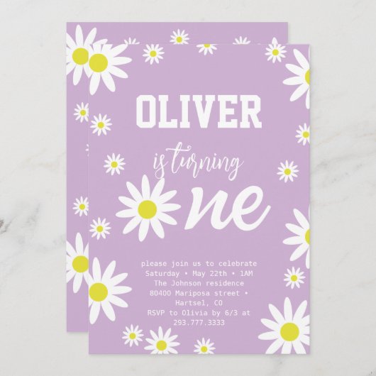 Geslacht Neutrale Daisy 1e verjaardag Boho White Kaart (Voorkant / Achterkant)