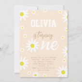 Geslacht Neutrale Daisy 1e verjaardag Boho White Kaart (Voorkant)