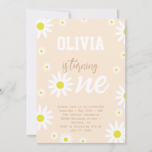 Geslacht Neutrale Daisy 1e verjaardag Boho White Kaart (Voorkant)