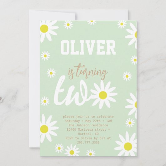 Geslacht Neutrale Daisy 2e verjaardag Boho White Kaart (Voorkant)