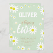 Geslacht Neutrale Daisy 2e verjaardag Boho White Kaart (Voorkant / Achterkant)