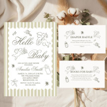 Geslacht Neutrale doodle cupido Baby Shower Groen