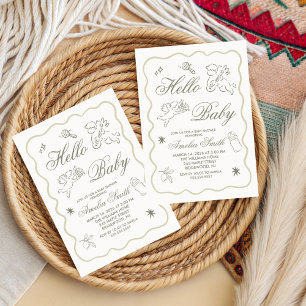 Geslacht Neutrale doodle cupido Baby Shower Groen Kaart
