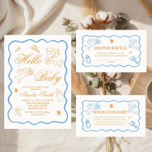 Geslacht neutrale Doodle Cupido Baby Shower Uitnod