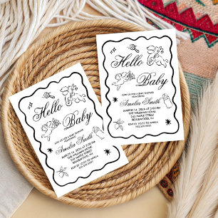 Geslacht Neutrale Doodle cupido Baby Shower Uitnod Kaart