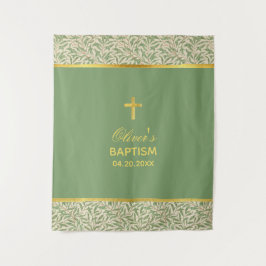 Geslacht Neutrale Doop Vals Goud Groen Achtergrond Wandkleed