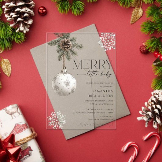 Geslacht neutrale eenvoudige rustieke winter baby  acryl uitnodigingen (Insity (Feestdagen))