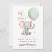 Geslacht Neutrale Elephant Baby shower Uitnodiging (Voorkant)