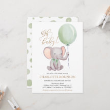 Geslacht Neutrale Elephant Baby shower Uitnodiging