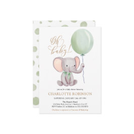 Geslacht Neutrale Elephant Baby shower Uitnodiging