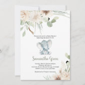 Geslacht Neutrale Elephant Baby shower Uitnodiging (Voorkant)