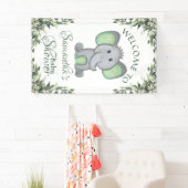 Geslacht Neutrale Elephant Greenery Baby shower Spandoek (Insitu)