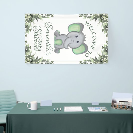 Geslacht Neutrale Elephant Greenery Baby shower Spandoek (Beurs)