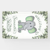 Geslacht Neutrale Elephant Greenery Baby shower Spandoek (Horizontaal)