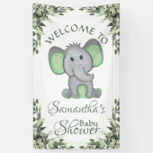 Geslacht Neutrale Elephant Greenery Baby shower Spandoek (Verticaal)