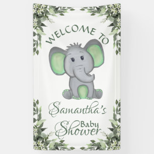 Geslacht Neutrale Elephant Greenery Baby shower Spandoek