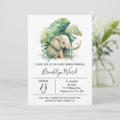 Geslacht Neutrale Elephant Waterverf Baby shower Kaart (Staand voorkant)