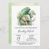 Geslacht Neutrale Elephant Waterverf Baby shower Kaart (Voorkant / Achterkant)
