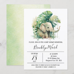 Geslacht Neutrale Elephant Waterverf Baby shower Kaart