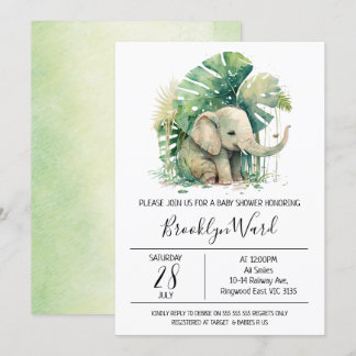 Geslacht Neutrale Elephant Waterverf Baby shower Kaart