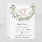 Geslacht Neutrale Eucalyptus Elephant Baby shower Kaart (Voorkant)