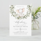 Geslacht Neutrale Eucalyptus Elephant Baby shower Kaart (Staand voorkant)