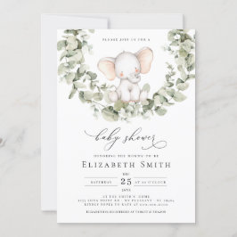Geslacht Neutrale Eucalyptus Elephant Baby shower Kaart