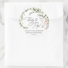 Geslacht Neutrale Eucalyptus Elephant Baby shower Ronde Sticker