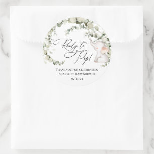 Geslacht Neutrale Eucalyptus Elephant Baby shower Ronde Sticker