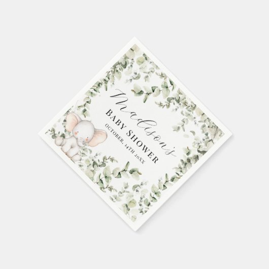 Geslacht Neutrale Eucalyptus Elephant Baby shower Servet (Hoek)