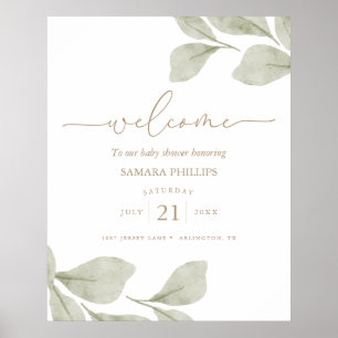 Geslacht Neutrale Eucalyptus Leaf Baby shower Welk Poster