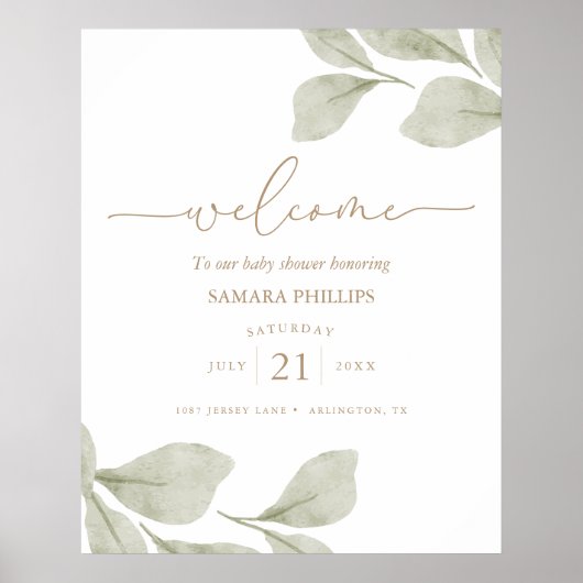 Geslacht Neutrale Eucalyptus Leaf Baby shower Welk Poster (Voorkant)