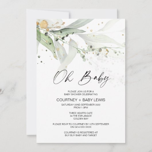 Geslacht Neutrale Eucalyptus Oh Baby shower Kaart (Voorkant)