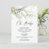 Geslacht Neutrale Eucalyptus Oh Baby shower Kaart (Staand voorkant)
