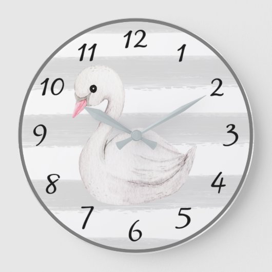 Geslacht Neutrale Grijze Stripe Moderne Nursery De Grote Klok (Voorkant)