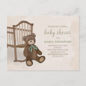 Geslacht Neutrale  Klassieke Nursery Teddy Bear Aankondigingskaart (Voorkant)