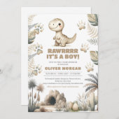 Geslacht neutrale knuffel baby dinosaurus prehisto kaart (Voorkant / Achterkant)