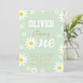 Geslacht Neutrale Madelief 1e Verjaardagsfeestje B Kaart (Staand voorkant)