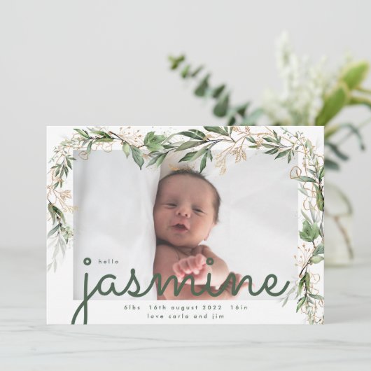 Geslacht Neutrale Moderne Boho Golden Eucalyptus F Aankondiging (Staand voorkant)