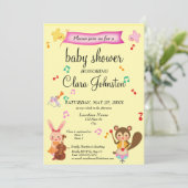 Geslacht Neutrale Muzikale Dieren Baby Shower Kaart (Staand voorkant)