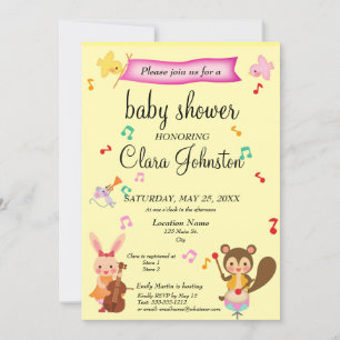 Geslacht Neutrale Muzikale Dieren Baby Shower Kaart