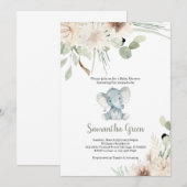 Geslacht Neutrale Olifant Baby Shower Uitnodiging (Voorkant / Achterkant)