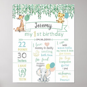 Geslacht Neutrale Safari 1e verjaardag Baby Poster