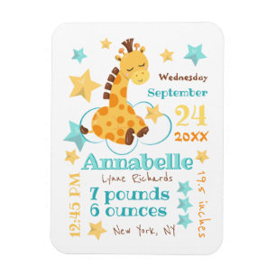 Geslacht Neutrale Schattige Giraffe Sterren Baby G Magneet