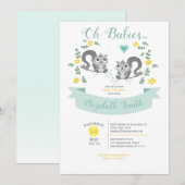 Geslacht neutrale Twin Schattige eekhoorns babysho Kaart (Voorkant / Achterkant)