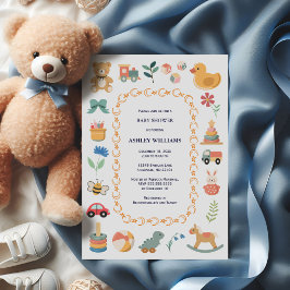 Geslacht Neutrale Vintage Speelgoed Baby Shower Kaart